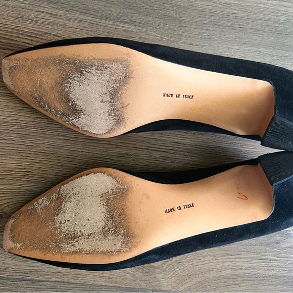 Salvatore Ferragamo Black Suede Flats with Gold Hardware - Picture 7 of 7